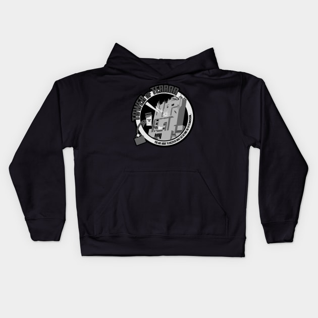 Tower of Terror - black and white Kids Hoodie by brodiehbrockie